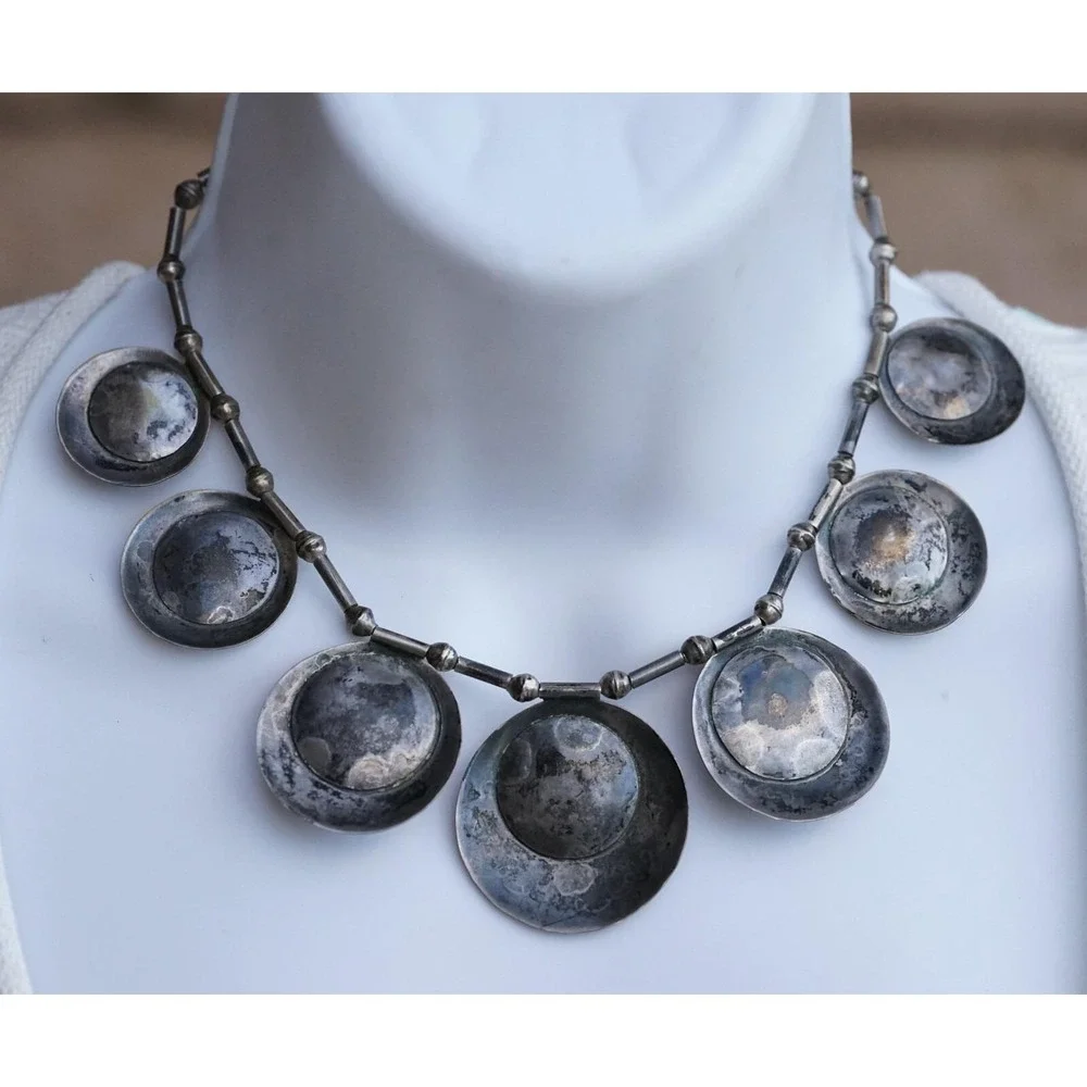 Old Pawn Navajo Native American Indian‎ Sterling Silver Squash Blossom Necklace - Picture 6 of 8